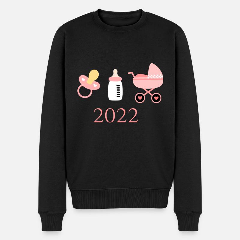 Baby 2022 Geburt Mädchen rosa Familie - Männer Premium Bio Pullover - Schwarz