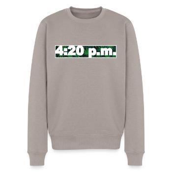 4:20 pm, 420 - Men's Premium Organic Jumper - taupe - Front - Nico (187cm)
