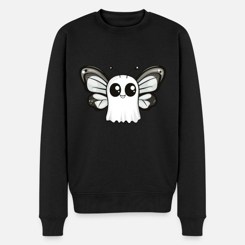 Schmetterling Halloween Comic Geist - Männer Premium Bio Pullover - Schwarz