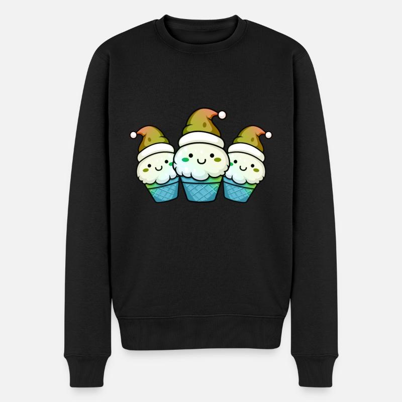 Eiskreme Weihnachten Comic - Männer Premium Bio Pullover - Schwarz