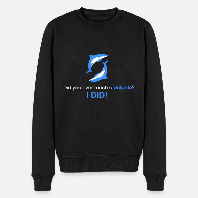 Einen Delphin berührt! - Männer Premium Bio Pullover - Schwarz