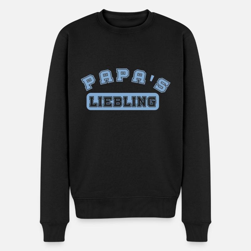 Papa's Liebling blaue Schrift Geschenk Papa Sohn - Männer Premium Bio Pullover - Schwarz