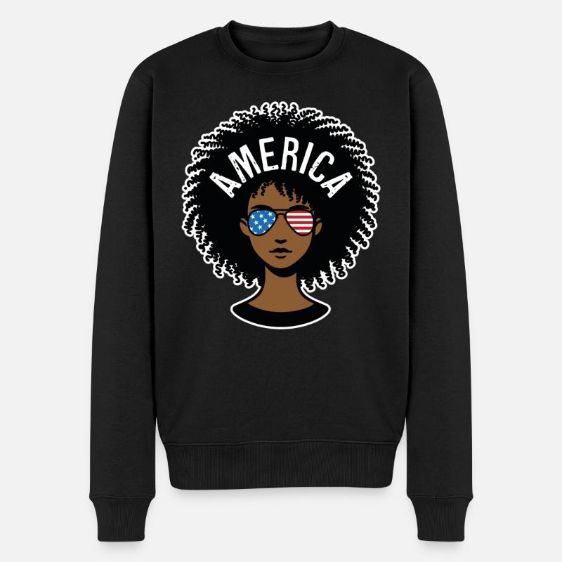 Amerika Afro - Männer Premium Bio Pullover - Schwarz