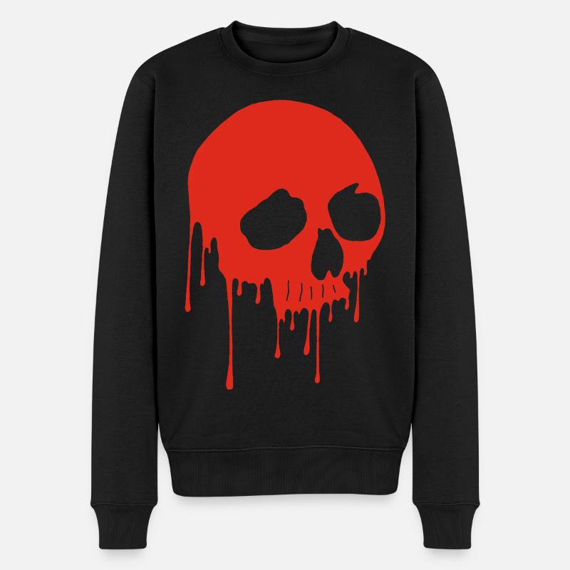 Crâne rouge et graffiti - Pull Premium bio Homme - noir