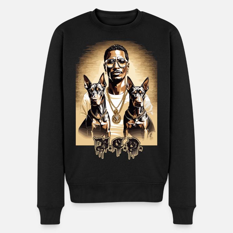 Rapper mit Dobermänner - Männer Premium Bio Pullover - Schwarz