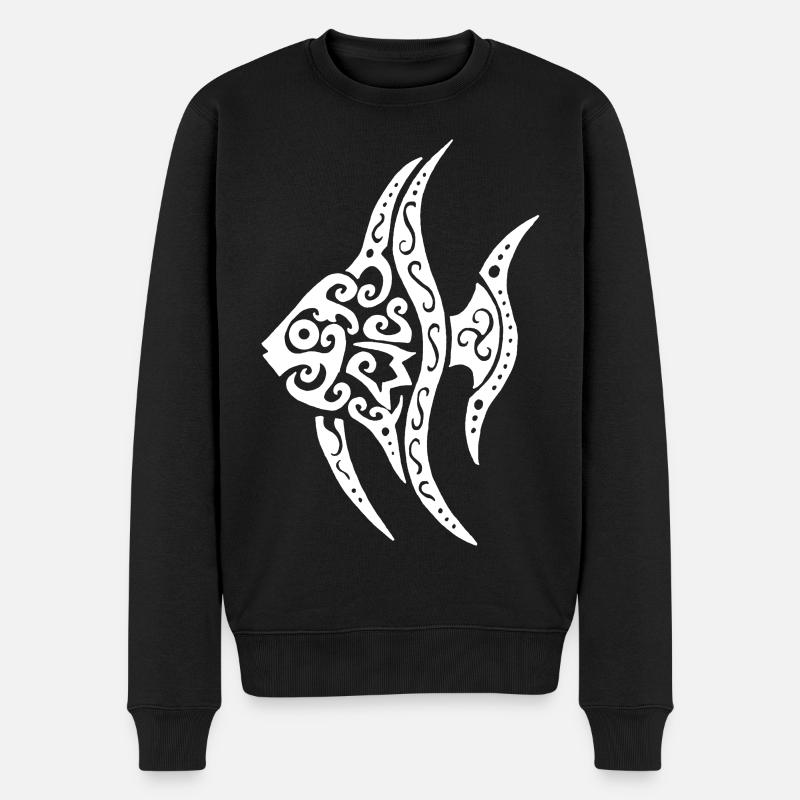 Weißer tropischer Fisch - Männer Premium Bio Pullover - Schwarz