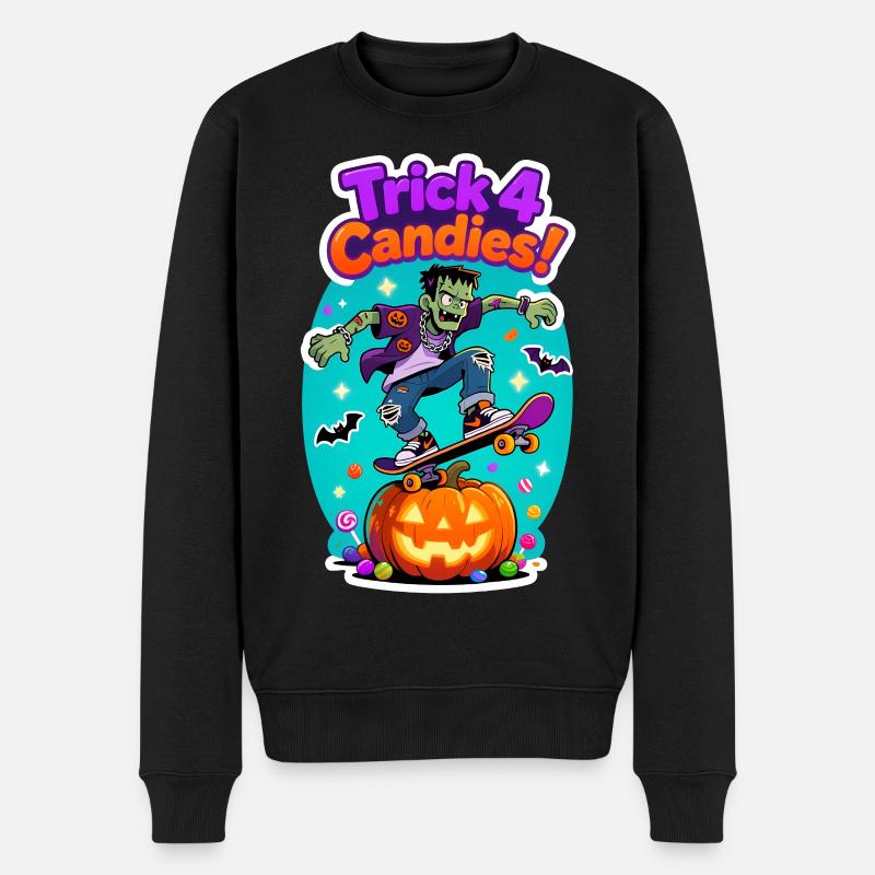 Trick 4 Bonbons Halloween Skateboard T-Shirt - Männer Premium Bio Pullover - Schwarz