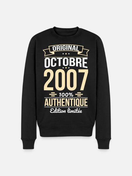 18th Birthday - Original - October 2007 - Men's Premium Organic Jumper - black