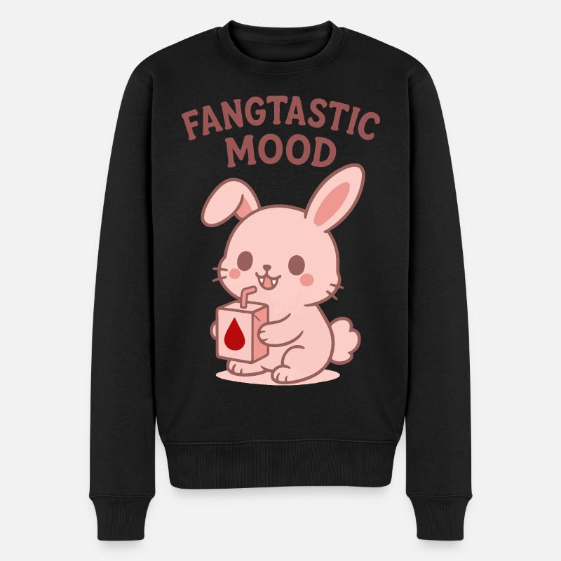 Fangtastic Mood Bunny - Männer Premium Bio Pullover - Schwarz