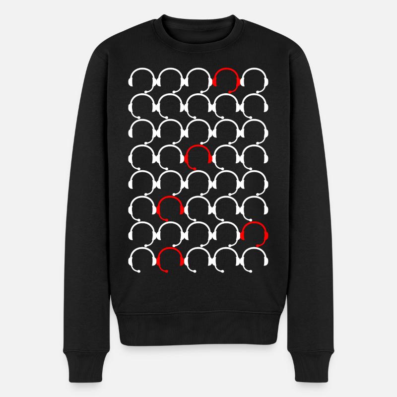 Headset pattern with red accents - Men's Premium Organic Jumper - black