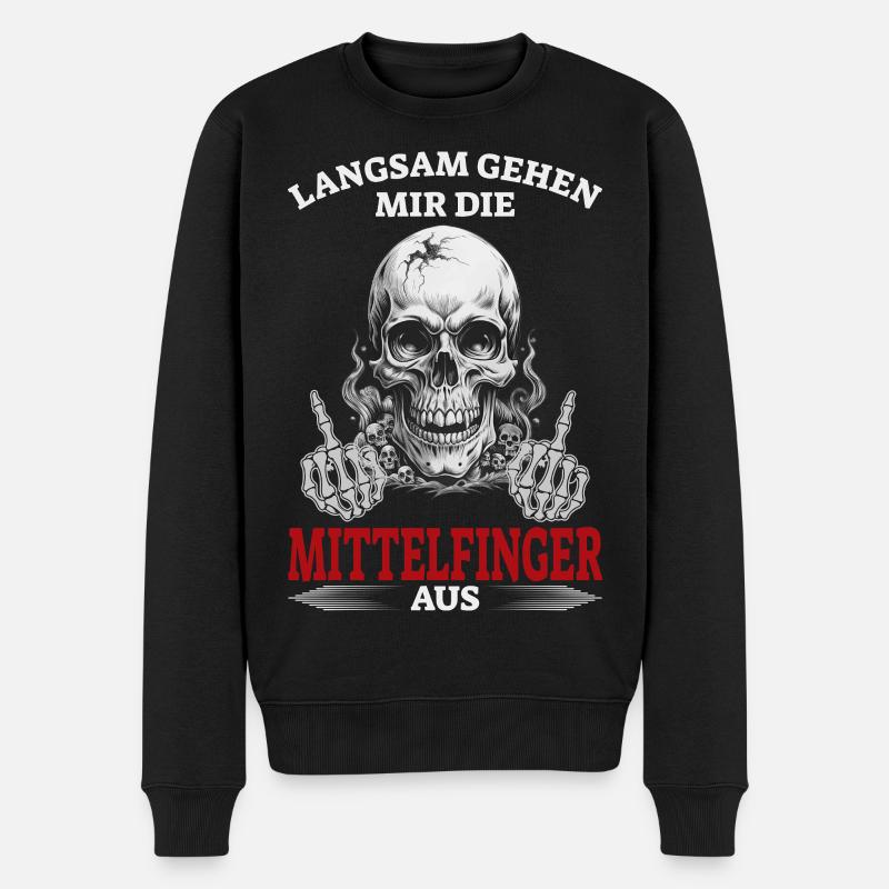Langsam gehen mir die Mittelfinger aus - Männer Premium Bio Pullover - Schwarz