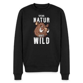 Von Natur aus Wild I Jagd Motiv - Männer Premium Bio Pullover - Schwarz - Vorne - Nico (187cm)