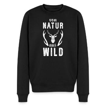 Von Natur aus Wild I Jagd Motiv - Männer Premium Bio Pullover - Schwarz - Vorne - Nico (187cm)
