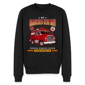 Feuerwehr | Feuer | Feuerwehrauto | Feuerwehrmann - Männer Premium Bio Pullover - Schwarz - Vorne - Nico (187cm)