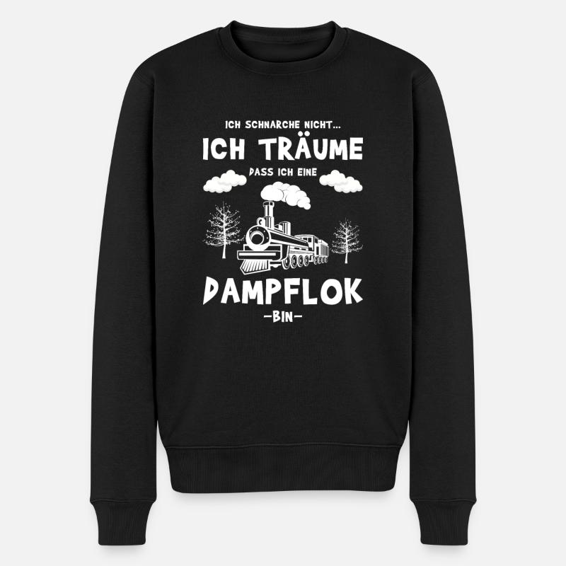 Ich schnarche nicht - Dampflok - Männer Premium Bio Pullover - Schwarz