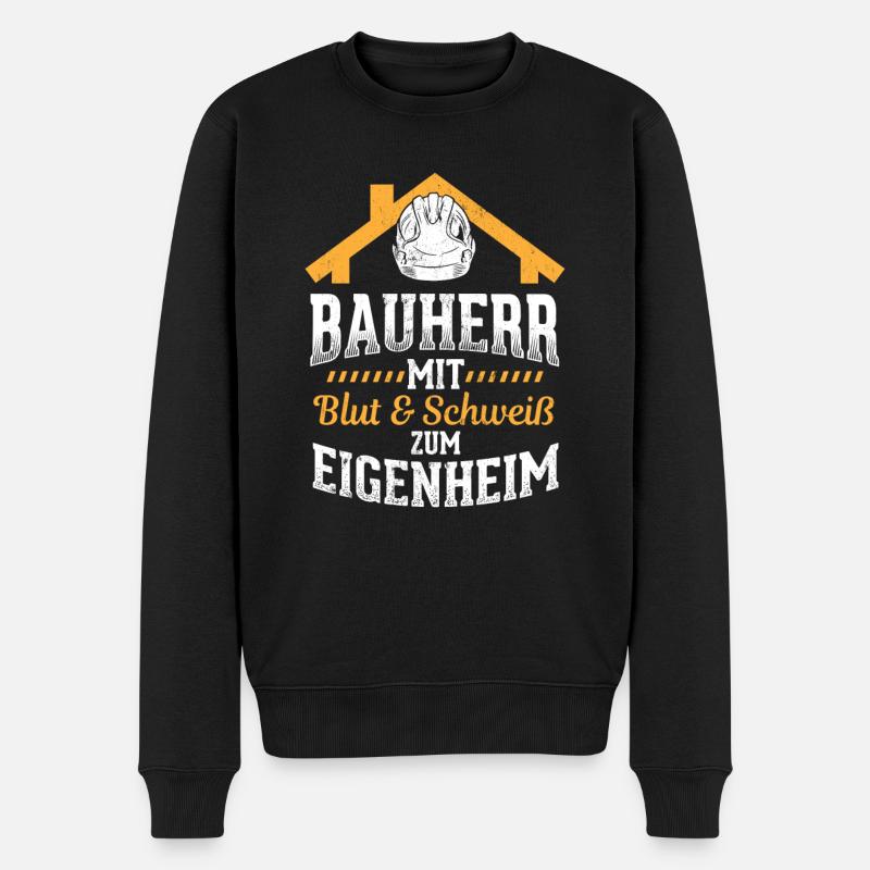 Baustelle Bauherr Hausbau - Männer Premium Bio Pullover - Schwarz