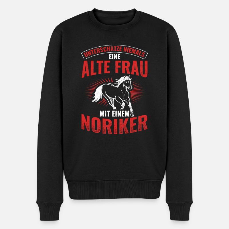 Noriker Pferd Pferde - Männer Premium Bio Pullover - Schwarz