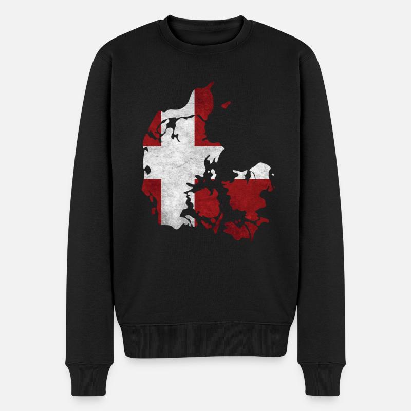 Dänemark - Landesgrenze in Nationalfahne - Männer Premium Bio Pullover - Schwarz
