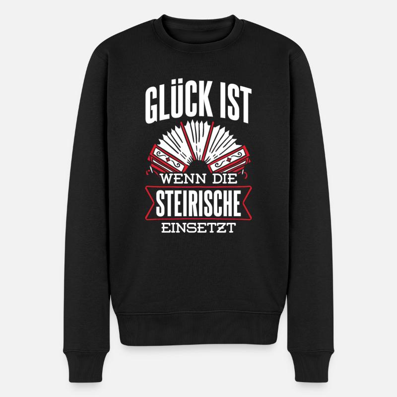 Glück Wenn Steirische Einsetzt Akkordeon - Männer Premium Bio Pullover - Schwarz
