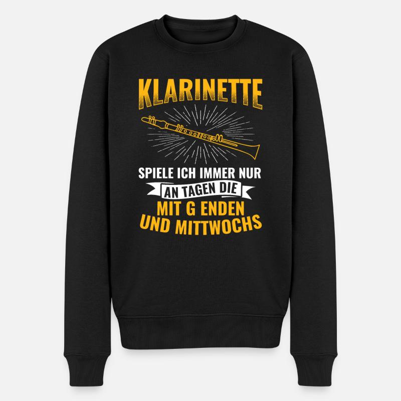 Klarinette Instrument Orchester - Männer Premium Bio Pullover - Schwarz