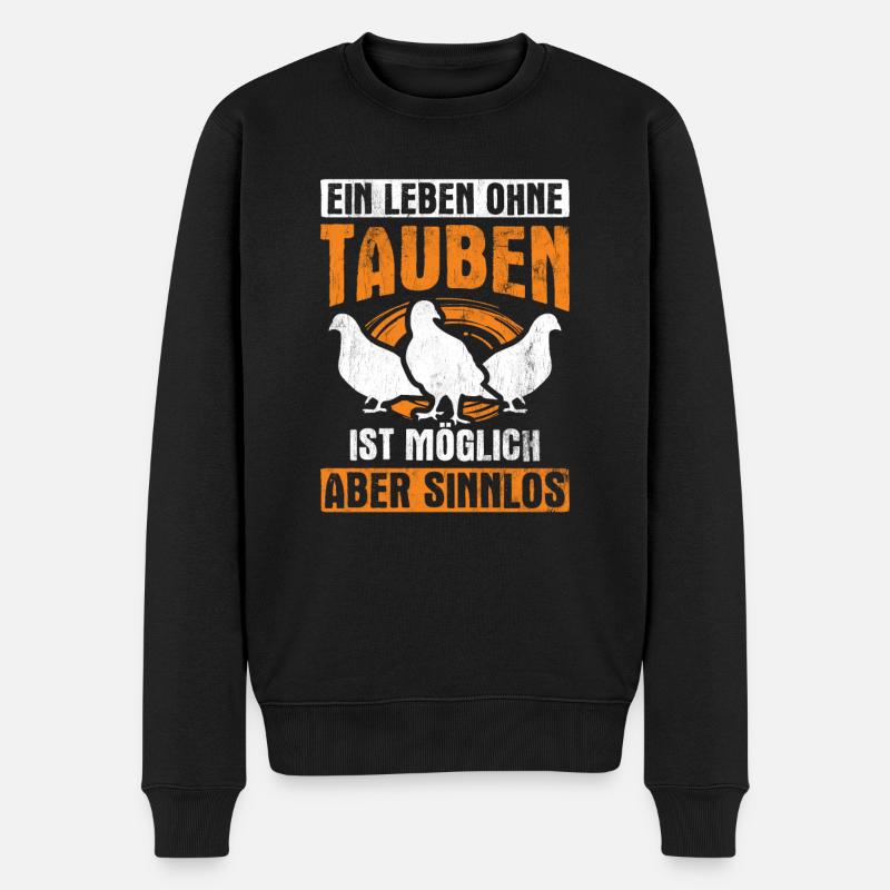 Taube Tauben Vogel - Männer Premium Bio Pullover - Schwarz