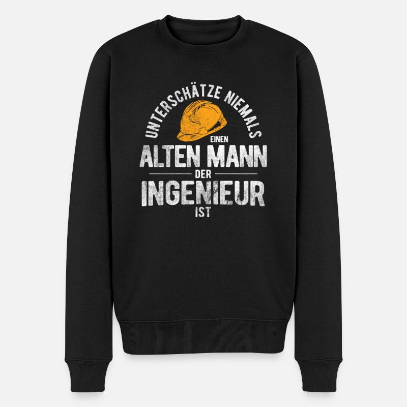 Alter Mann Der Ingenieur Ist Rentner Ingenieur - Männer Premium Bio Pullover - Schwarz