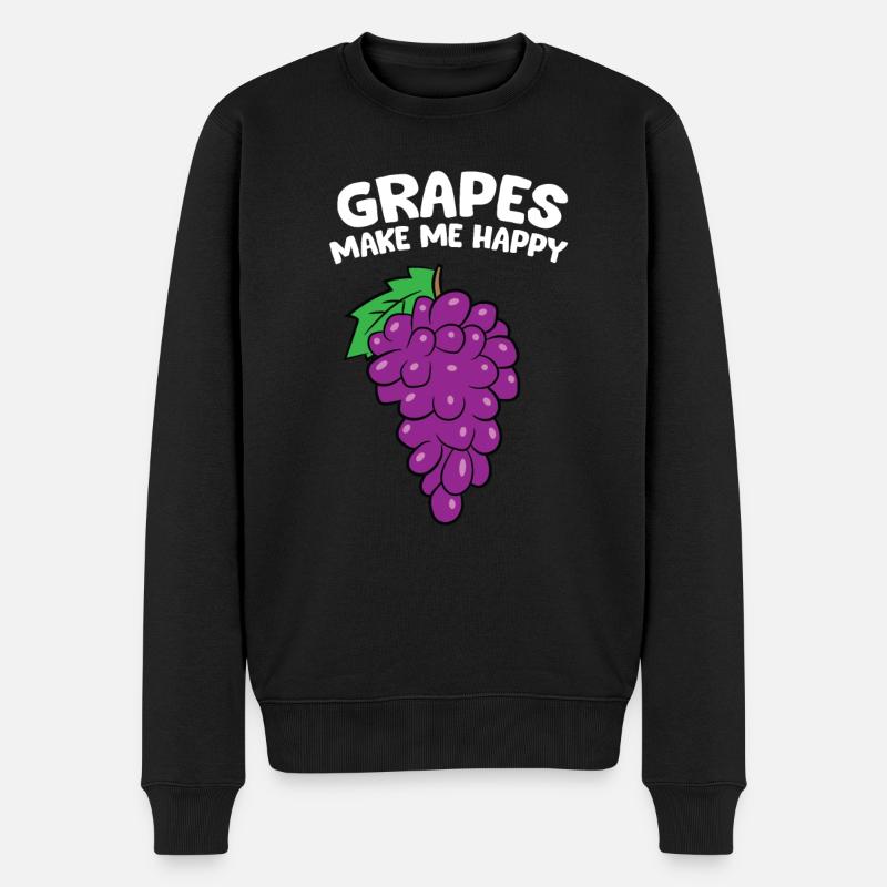 Weintraube - Grapes make me happy - Männer Premium Bio Pullover - Schwarz