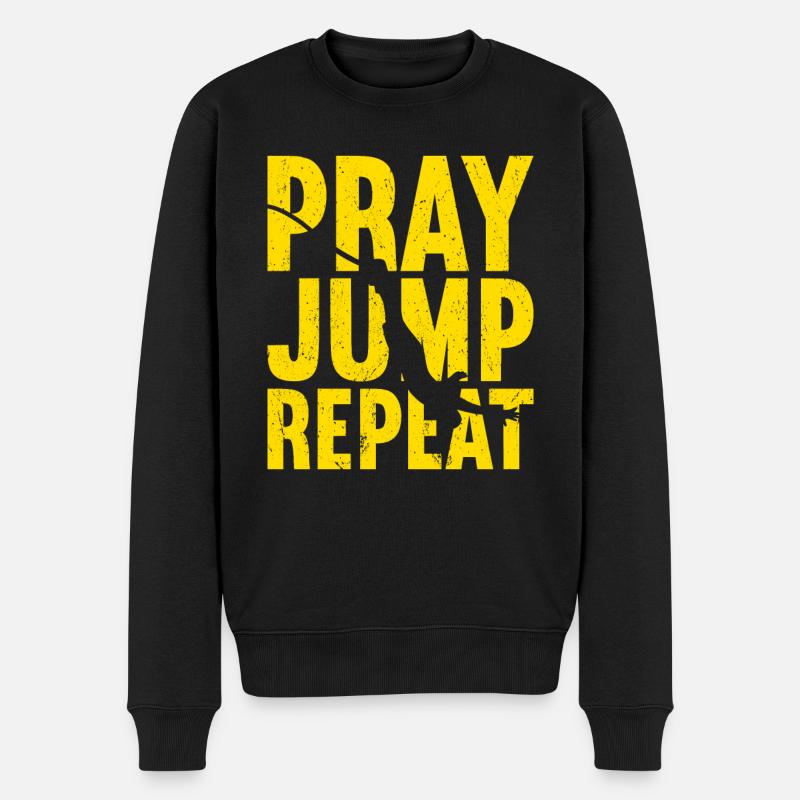 Bungee-Jump Bungee-Jumping - Männer Premium Bio Pullover - Schwarz