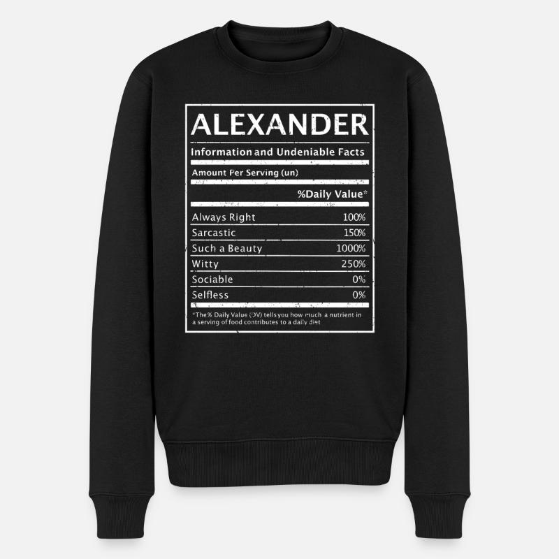 Alexander Name Alexander Gift - Men's Premium Organic Jumper - black