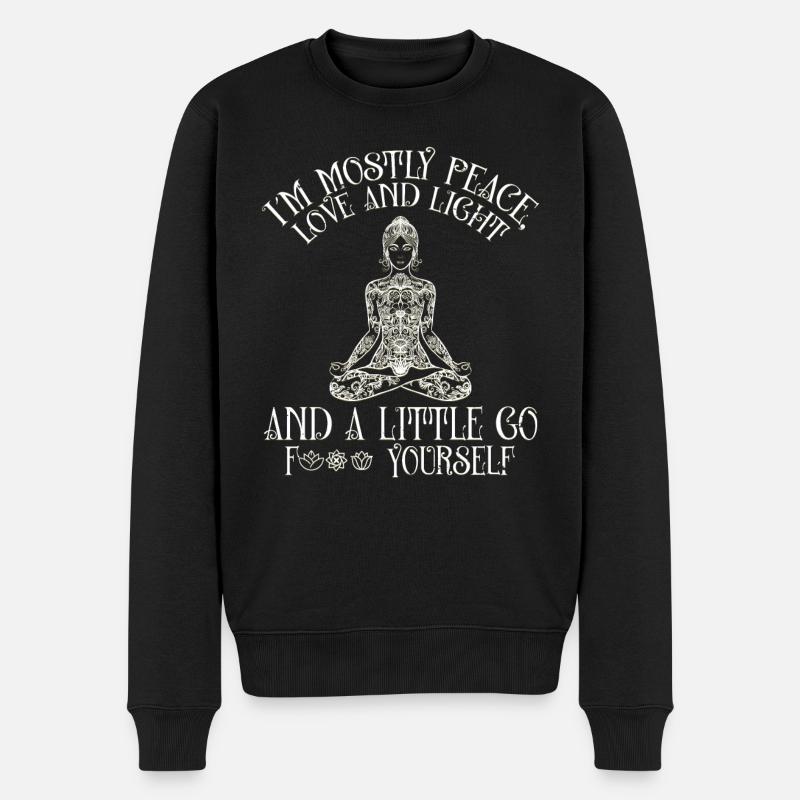 I Am Mostly Peace Love And Light - Männer Premium Bio Pullover - Schwarz