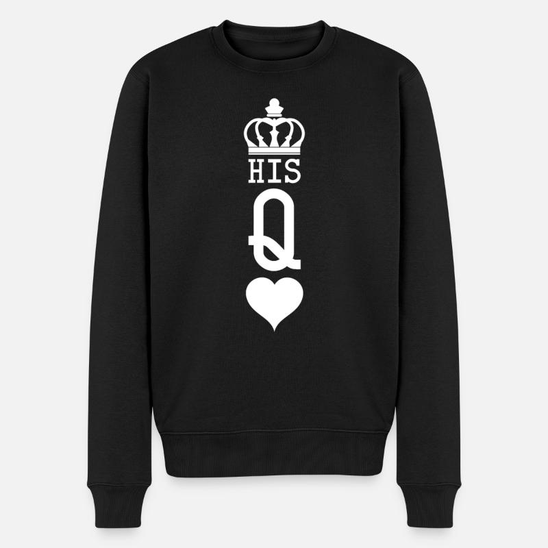 King And Queen Skull - 2 Of 2 Card Hearts Couple - Männer Premium Bio Pullover - Schwarz