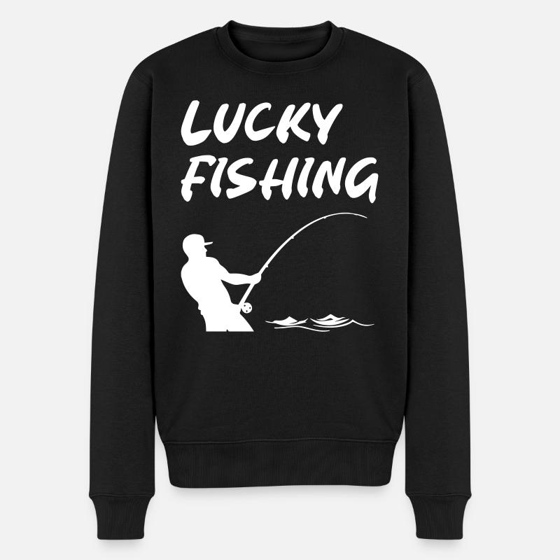 Lucky Fishing - Männer Premium Bio Pullover - Schwarz