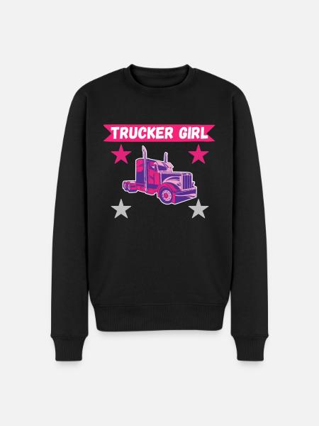 Lastbilchauffør lastbil lastbil kvinde pige lastbil pige - Økologisk premium-sweatshirt til mænd - sort