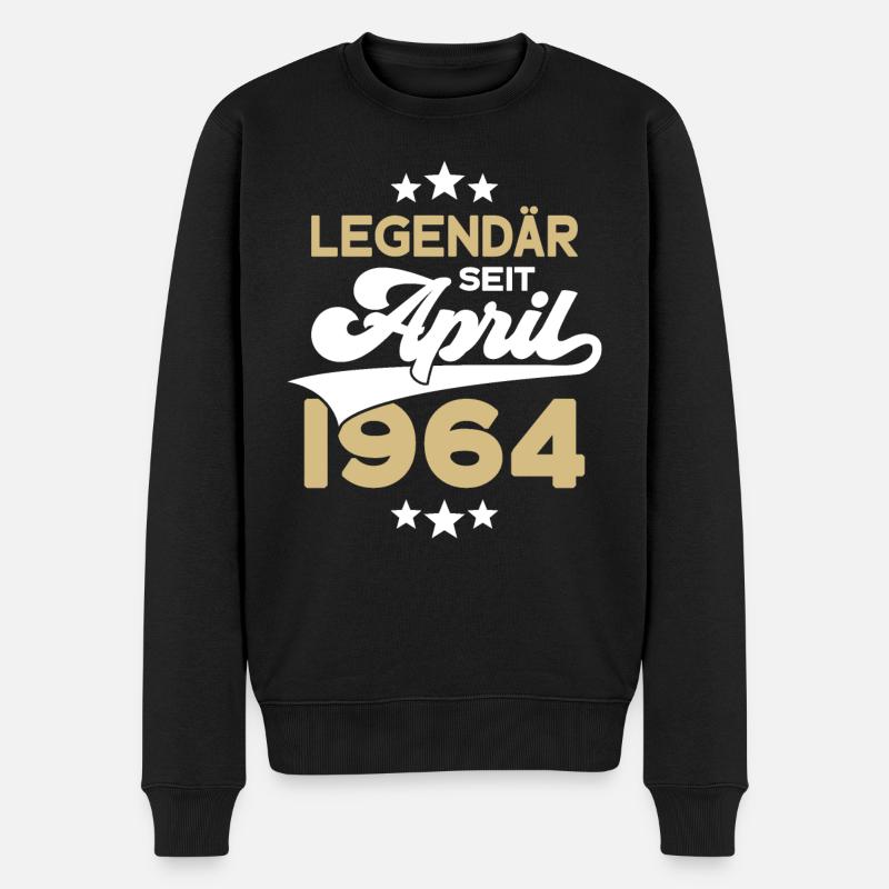 62. GEBURTSTAG LEGENDÄR SEIT APRIL 1964 LEGENDE - Männer Premium Bio Pullover - Schwarz