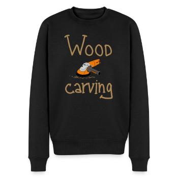 Wood Carving - Männer Premium Bio Pullover - Schwarz - Vorne - Nico (187cm)