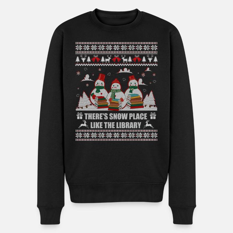Es gibt einen Schneeplatz wie die Bibliothek Weihnachten - Männer Premium Bio Pullover - Schwarz
