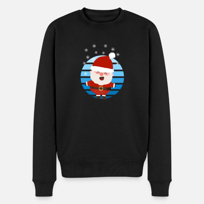 süsser Weihnachtsmann Schneeflocken - Männer Premium Bio Pullover - Schwarz