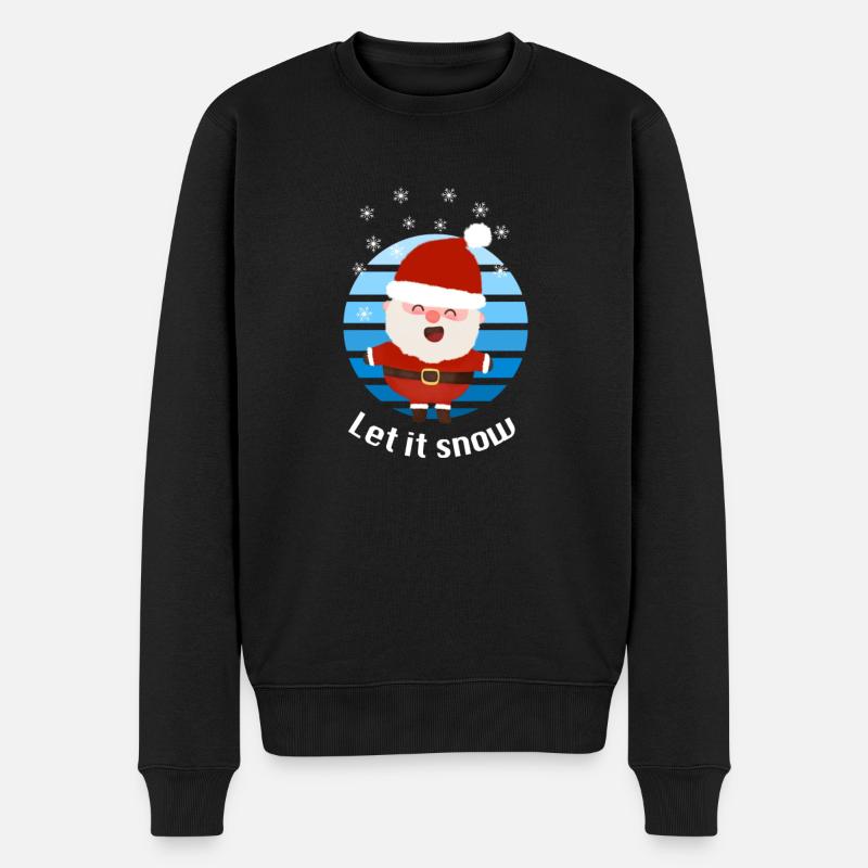 Let it snow Weihnachtsmann - Männer Premium Bio Pullover - Schwarz