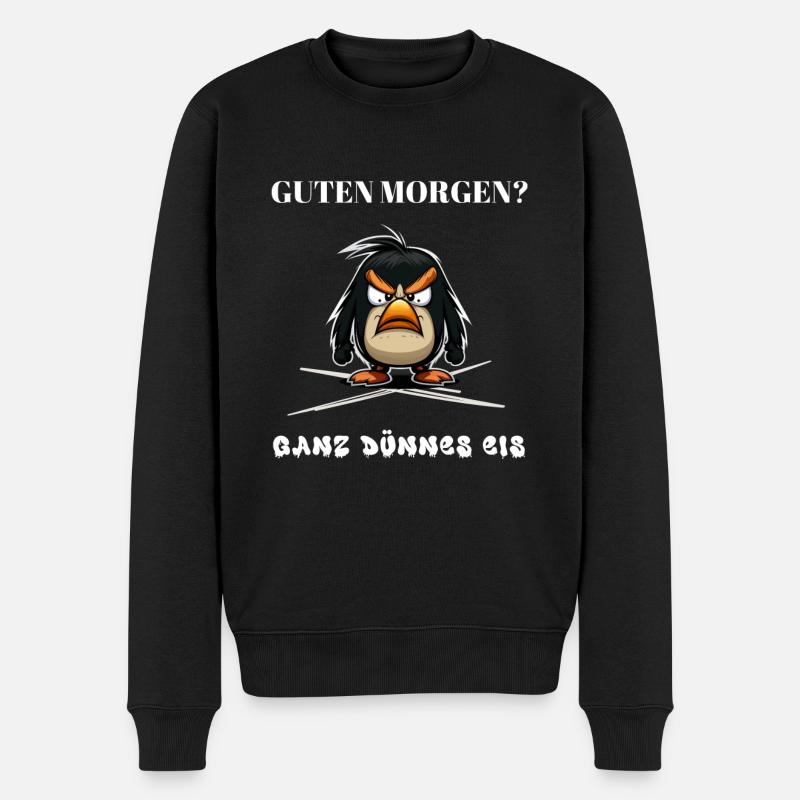 Guten Morgen - Ganz dünnes Eis - Spruch Lustig - Männer Premium Bio Pullover - Schwarz