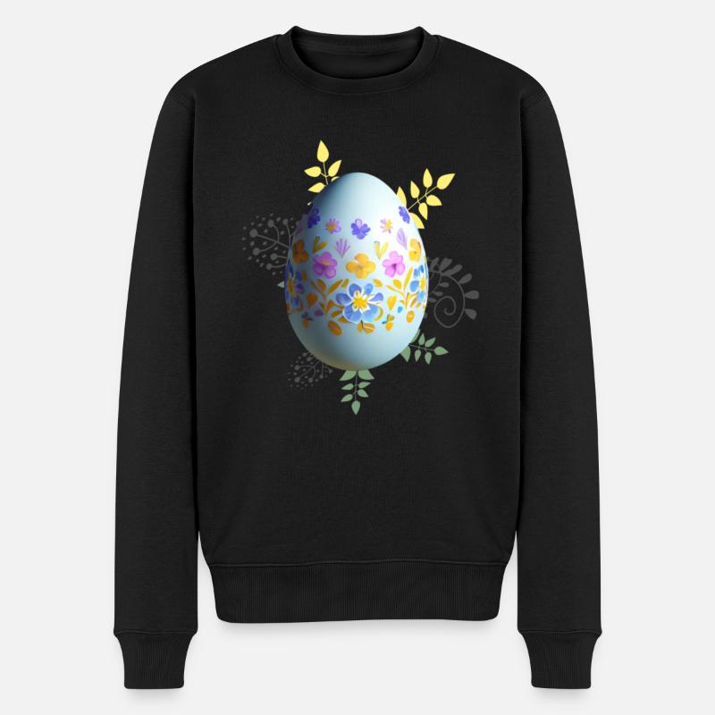 Florales Osterei - Männer Premium Bio Pullover - Schwarz