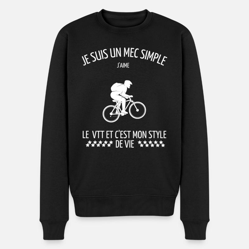 Je suis un mec simple j'aime le vélo - Pull Premium bio Homme - noir