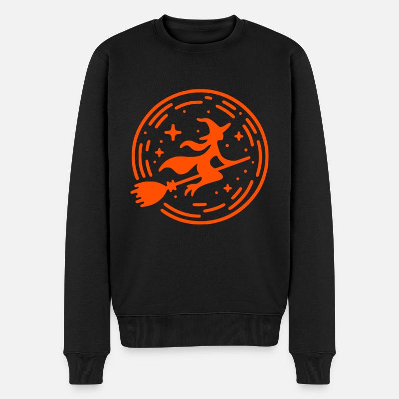 Flying Witch - Stylized Halloween Design - Männer Premium Bio Pullover - Schwarz