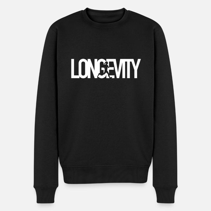 Longevity - Langes Leben - Männer Premium Bio Pullover - Schwarz