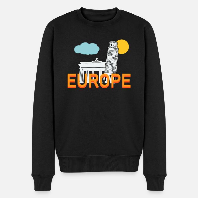 Europa - Männer Premium Bio Pullover - Schwarz