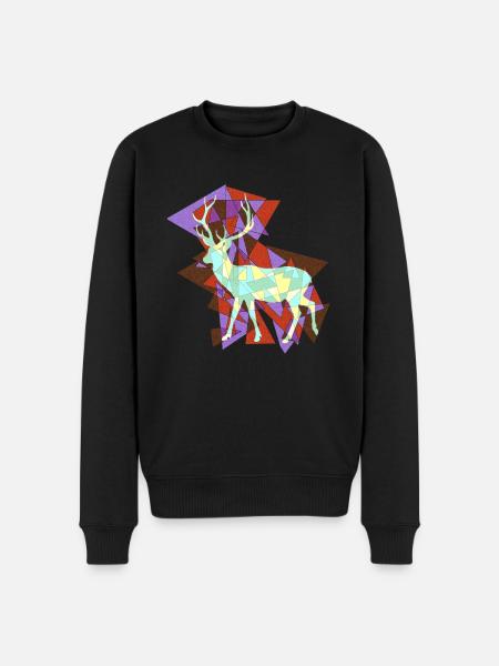 Hirsch - Abstrakt - Männer Premium Bio Pullover - Schwarz