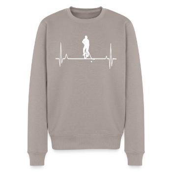 Battement de cœur de hockey monocycle - Pull Premium bio Homme - taupe - Devant - Nico (187cm)