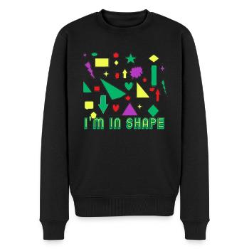 Fitness - Sport - Trainieren - Männer Premium Bio Pullover - Schwarz - Vorne - Nico (187cm)