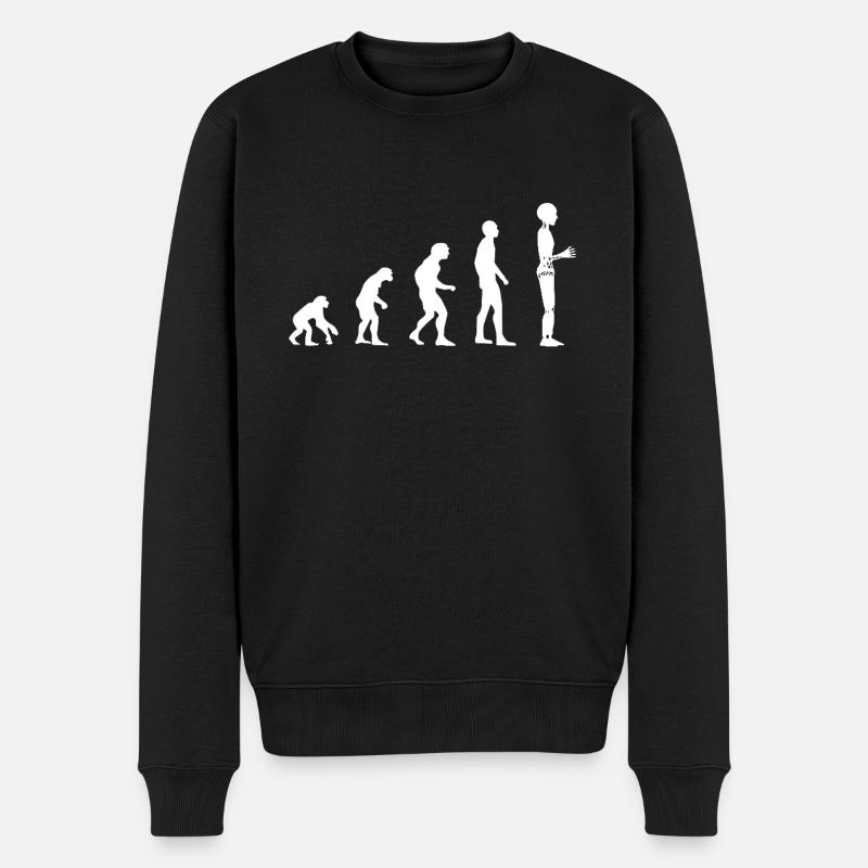 Roboter Evolution - Männer Premium Bio Pullover - Schwarz