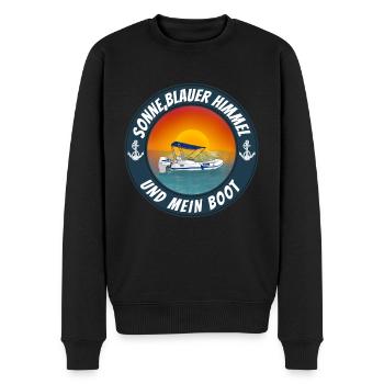 Sonne blauer Himmel und mein Boot - Männer Premium Bio Pullover - Schwarz - Vorne - Nico (187cm)