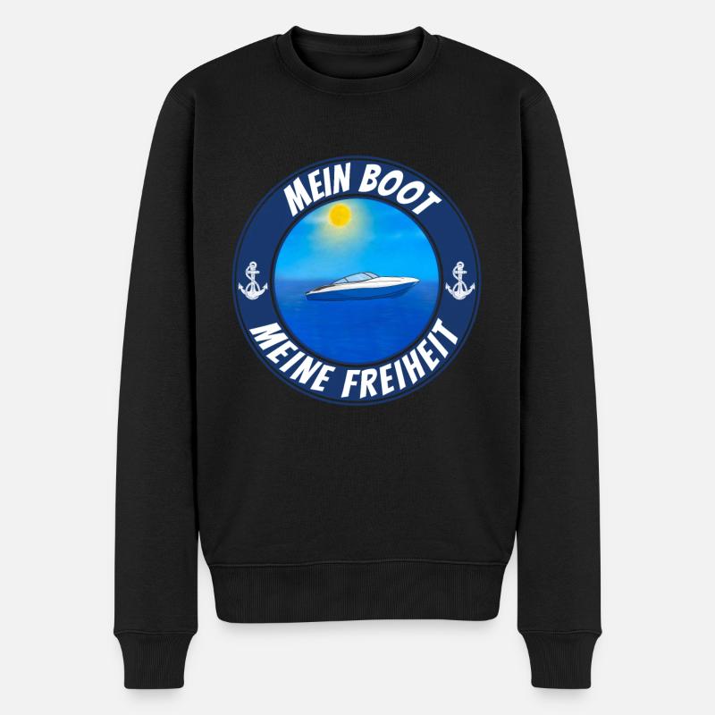 Mein Boot meine Freiheit - Männer Premium Bio Pullover - Schwarz